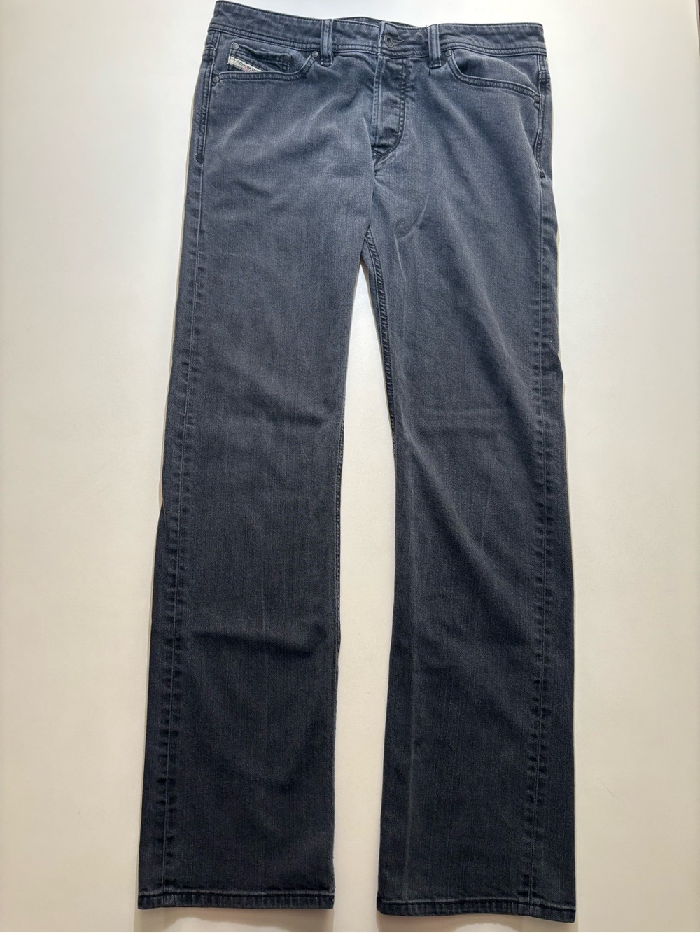 Vintage diesel industry black faded denim 2008 designer straight fit jeans